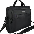 Basics Compact Laptop Shoulder Bag Carrying Case with Padded Strap and Zippered Accessory Pocket, 1 - Pack, 39.6 cm, Black - Laptop Bag - British D'sire