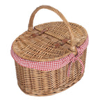 Red Hamper Large Light Steamed Oval Butterfly Lidded Picnic Basket