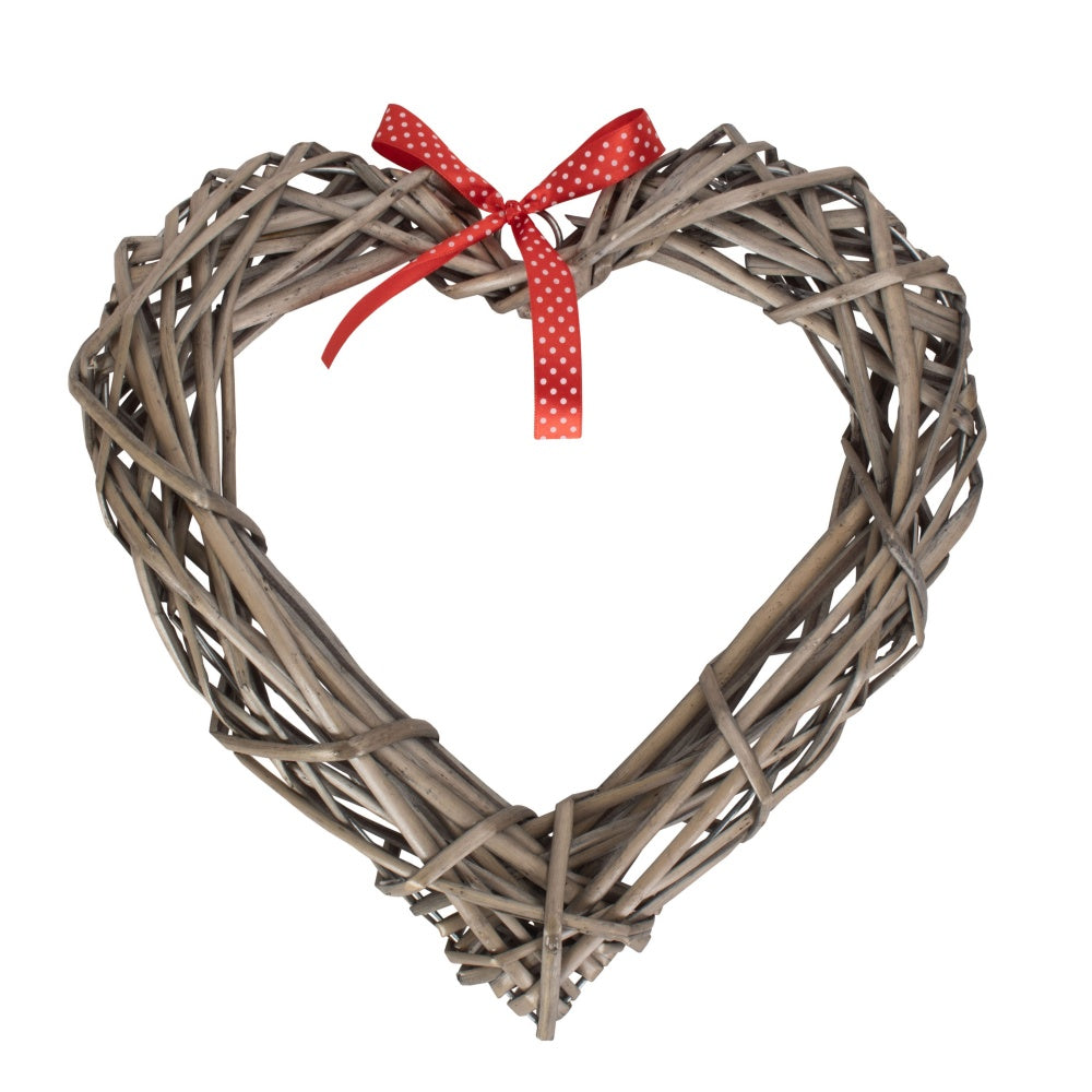 Red Hamper Small Heart Wicker Wreath with Red Spotty Ribbon Main image