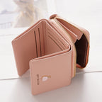 BATSIOE Square Ladies Wallet Tri - Fold Multi - Function Card Holder Zipper Cartoon Coin Purse(Light Green) - British D'sire