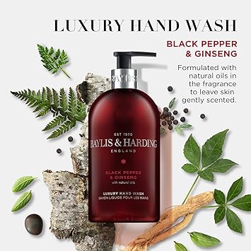 Baylis & Harding Black Pepper and Ginseng Hand Wash, 500 ml (Pack of 3) - Vegan Friendly - Hand Wash - British D'sire