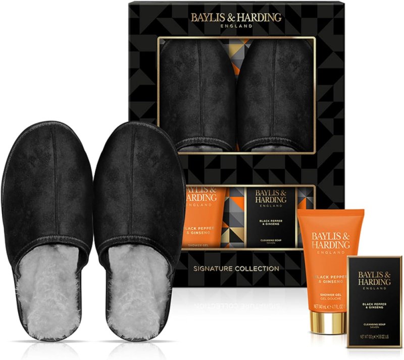 BAYLIS & HARDING BLACK PEPPER LUXURY SLIPPER SET Secondary image