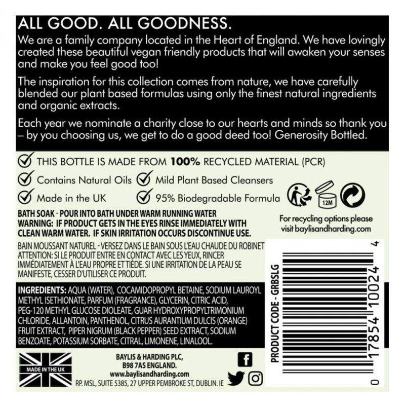 Baylis & Harding Goodness Lemongrass and Ginger Bath Soak, 500 ml - Bath Soak - British D'sire
