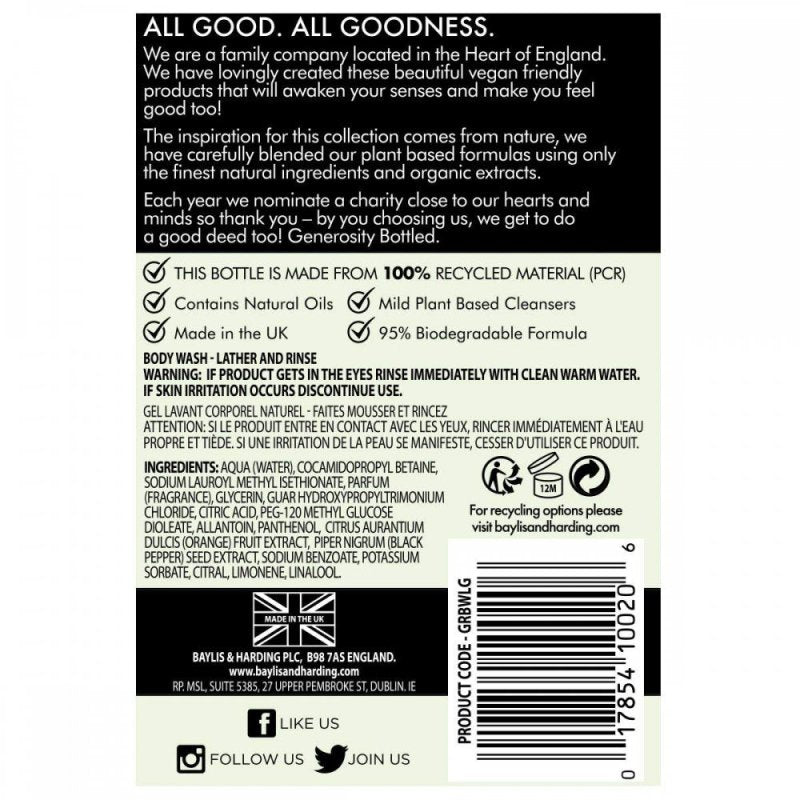 Baylis & Harding Goodness Lemongrass & Ginger, 500ml Body Wash Secondary image