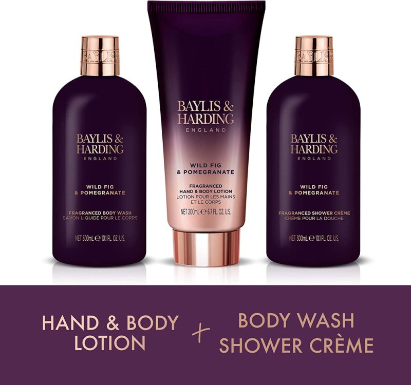 Baylis & Harding Limited Edition Wild Fig & Pomegranate Luxury Bathing Essentials Gift Set - Vegan Friendly - Bath & Body Gift Sets - British D'sire