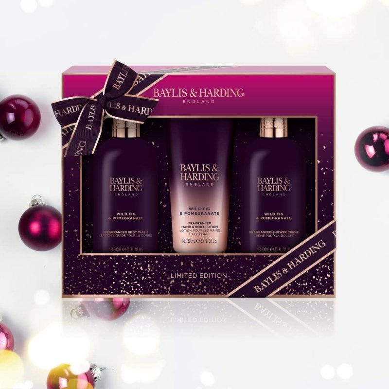 Baylis & Harding Limited Edition Wild Fig & Pomegranate Luxury Bathing Essentials Gift Set - Vegan Friendly - Bath & Body Gift Sets - British D'sire