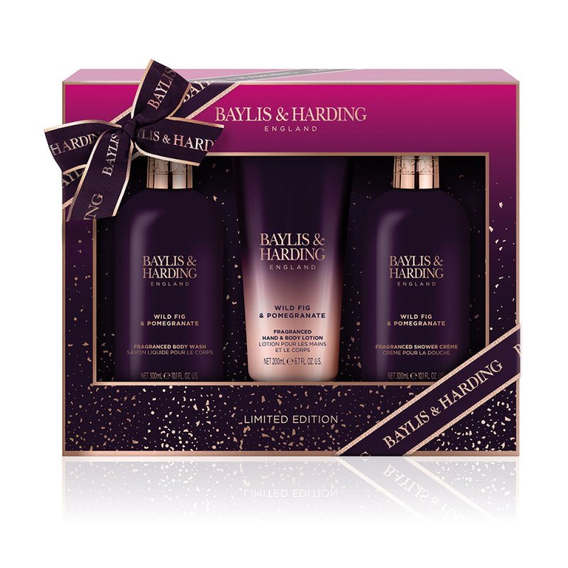 Baylis & Harding Limited Edition Wild Fig & Pomegranate Luxury Bathing Essentials Gift Set - Vegan Friendly - Bath & Body Gift Sets - British D'sire