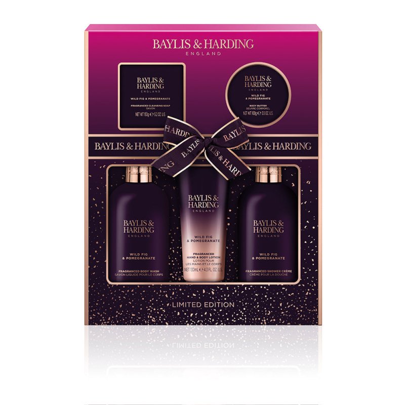 Baylis & Harding Limited Edition Wild Fig & Pomegranate Perfect Pamper Gift Pack - Vegan Friendly - Bath & Body Gift Sets - British D'sire