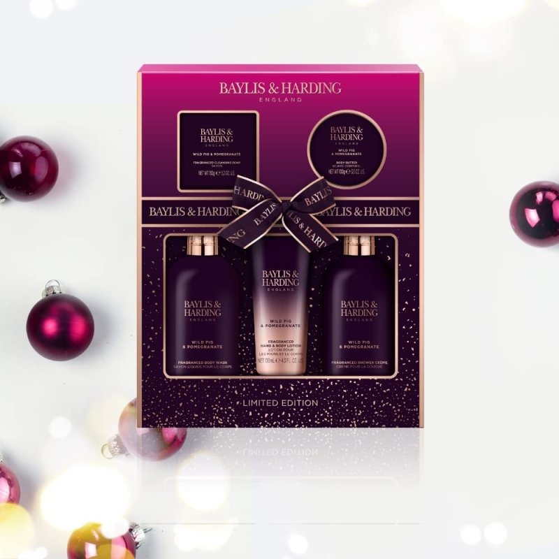 Baylis & Harding Limited Edition Wild Fig & Pomegranate Perfect Pamper Gift Pack - Vegan Friendly - Bath & Body Gift Sets - British D'sire