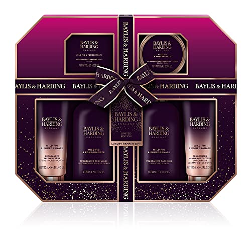Baylis & Harding Limited Edition Wild Fig & Pomegranate Ultimate Luxury Pamper Bathing Gift Set - Vegan Friendly - Bath & Body Gift Sets - British D'sire