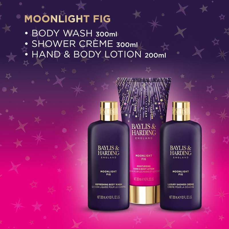 BAYLIS & HARDING MOONLIGHT FIG LUX BATHING ESSENTIALS SET - Bath & Body Gift Sets - British D'sire