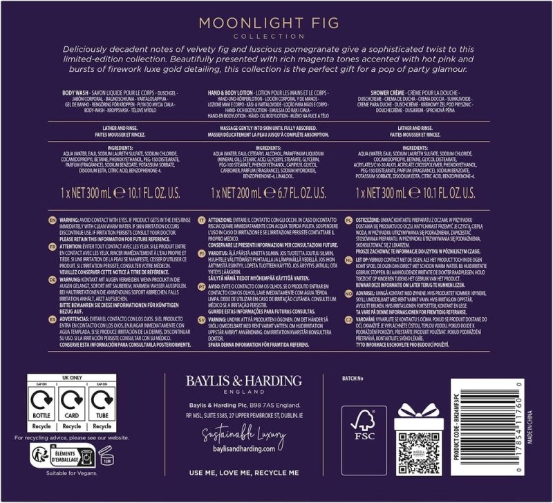 BAYLIS & HARDING MOONLIGHT FIG LUX BATHING ESSENTIALS SET - Bath & Body Gift Sets - British D'sire