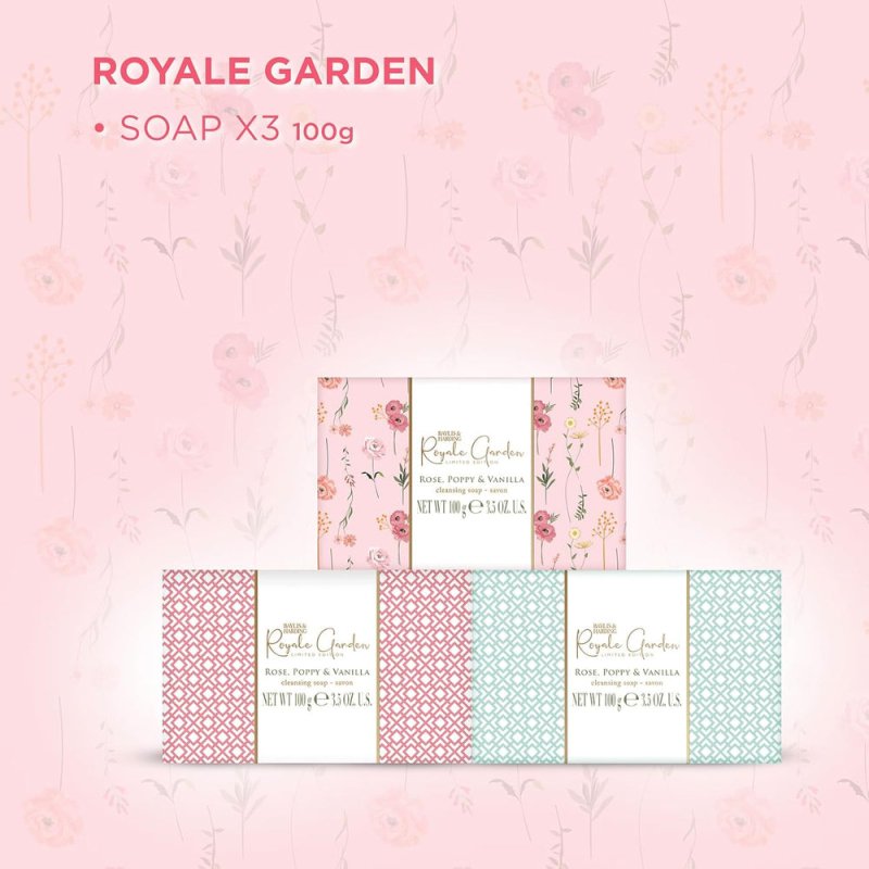 Baylis & Harding Royale Garden Rose, Poppy & Vanilla Luxury Wrapped Soaps Gift Set - Vegan Friendly (Pack of 1) - Bath & Body Gift Sets - British D'sire