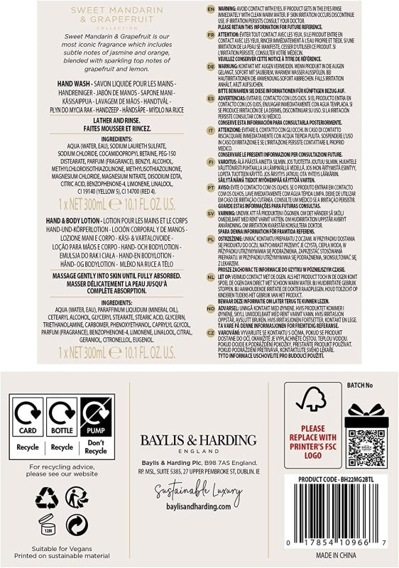 Baylis & Harding Sweet Mandarin & Grapefruit Signature Collection Luxury Hand Care Gift Set - Vegan Friendly - Bath & Body Gift Sets - British D'sire