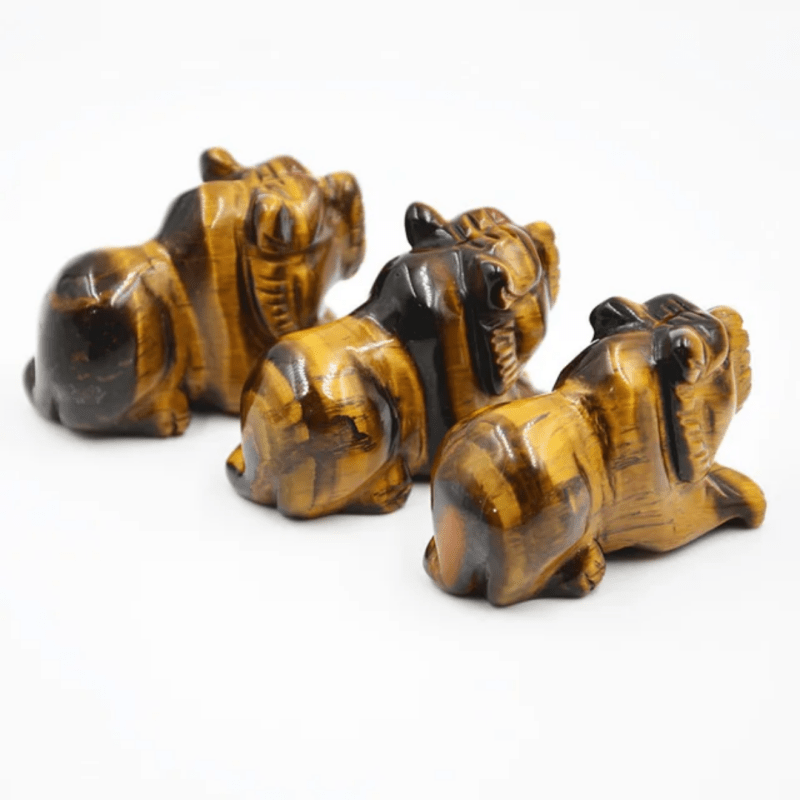 Beads for Less - Tiger's Eye Stone Animal Figurine – Natural Gemstone - Attract Good Luck & Positive Energy - Carved gemstone decor - British D'sire