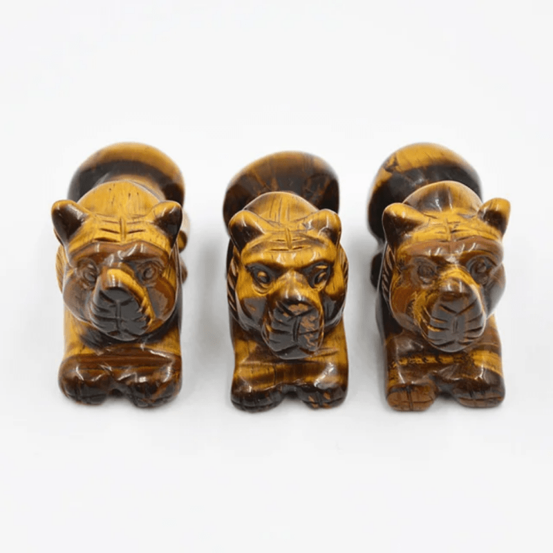 Beads for Less - Tiger's Eye Stone Animal Figurine – Natural Gemstone - Attract Good Luck & Positive Energy - Carved gemstone decor - British D'sire