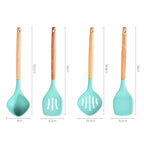 Beech Wood Silicone Kitchen Set With Storage Bucket(Dark Gray) - British D'sire