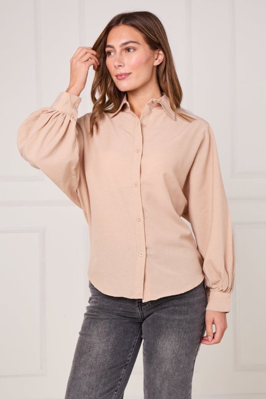 Beige Batwing Blouse - blouse - British D'sire Main image