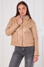 Beige Quilted Faux PU Jacket - jacket - British D'sire