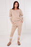 Beige Stripe Knitted Co - Ord Set – Loungewear Two Piece - British D'sire