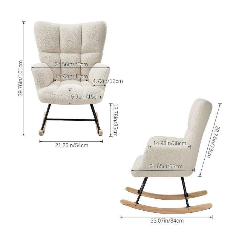 Beige Tufted Upholstered Rocking Chair - British D'sire