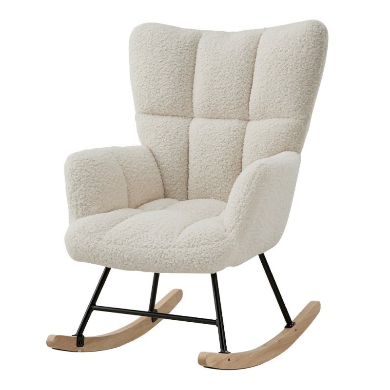 Beige Tufted Upholstered Rocking Chair - British D'sire