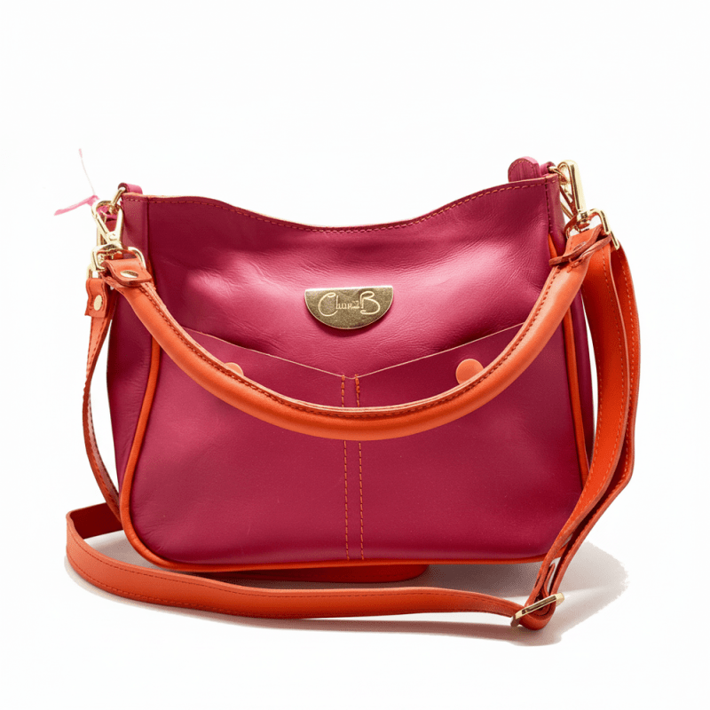 Bella - Fuchsia tumbled leather mini bag - Handbag - British D'sire