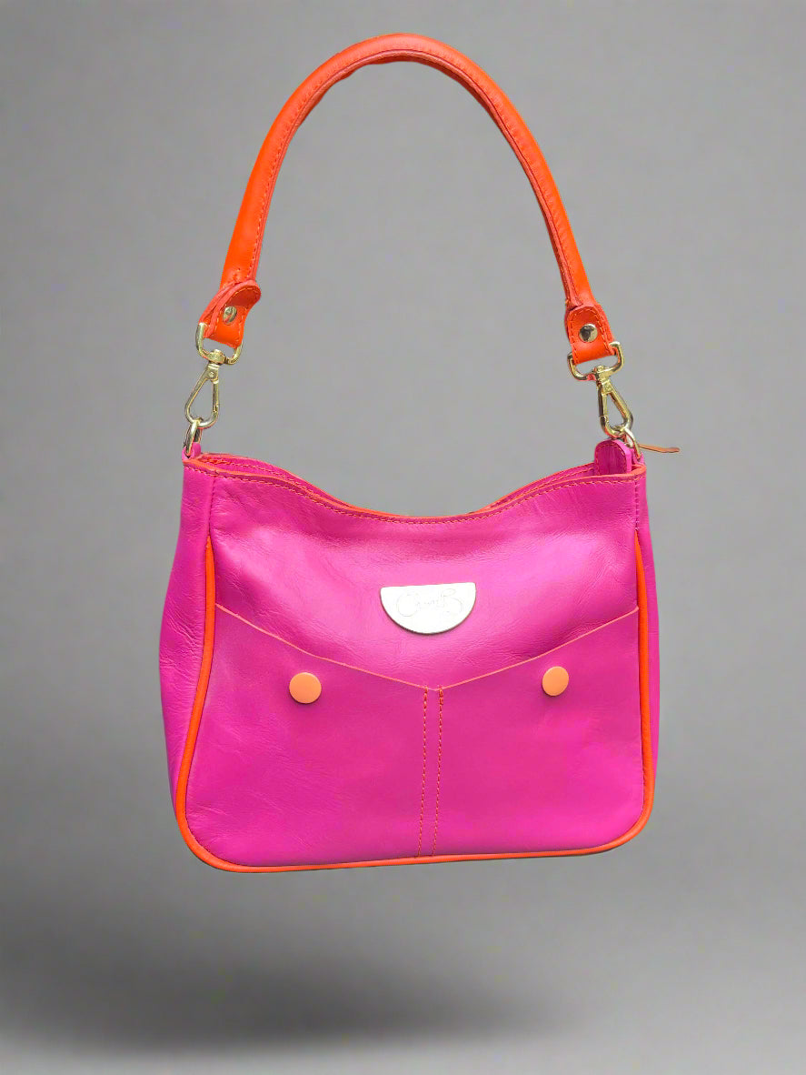 Bella - Fuchsia and orange leather mini bag - Chanii B