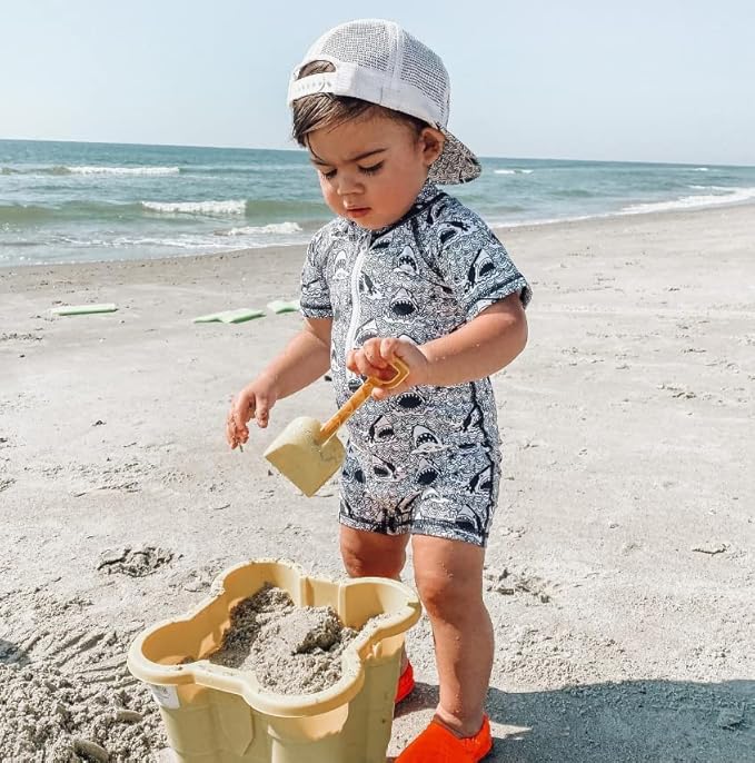 BemeUSWT Baby Boy Swimming Costume Baby Swimsuit 3 6 12 18 Months Infant Toddler Boys Swimwear Rash Guard Zipper One Piece Short Secondary image