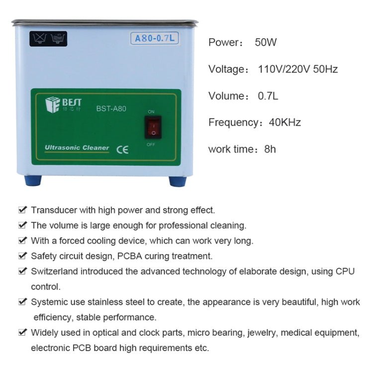 BEST - A80 0.7L Ultrasonic Washing Machine (Voltage 220V) - British D'sire