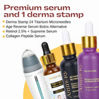 Best Retinal Serum Adjustable 0 - 1.5mm Derma Stamp 24 Titanium Microneedles Includes Peptide, Colligan, and Retinol Ammuri Serum Microneedling Kit for Home Use - Adjustable 0 - 1.5mm Derma Stamp Microneedles Includes Ammuri Serum - British D'sire