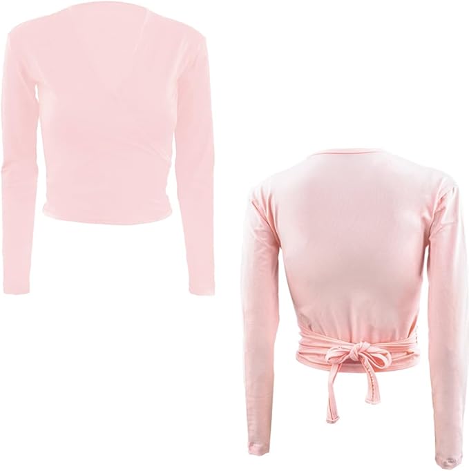 Bezioner Dance Wrap Top Ballet Cotton Crossover Cardigan Long Sleeve for Girls Womens - Women's Shorts and tops Sets - British D'sire