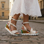 Bien - White Croc Wedge Sandal - Sandals - British D'sire