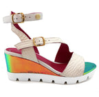 Bien - White Croc Wedge Sandal - Sandals - British D'sire