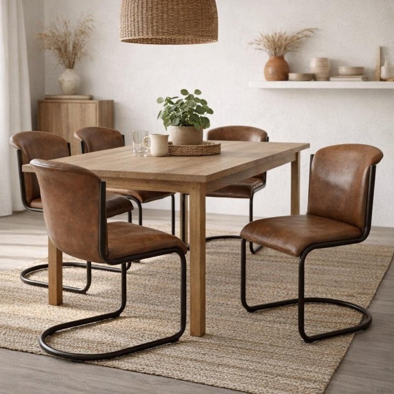 Billy Leather Curved Dining Chair - Chairs - British D'sire