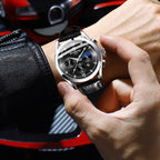 BINBOND B3591 30m Waterproof Luminous Calendar Men Watch, Color: Black Leather-White-Black - British D'sire