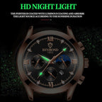 BINBOND B3591 30m Waterproof Luminous Calendar Men Watch, Color: Black Leather-White-Black - British D'sire