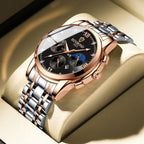 BINBOND B3591 30m Waterproof Luminous Calendar Men Watch, Color: Black Leather-White-Black - British D'sire