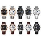 BINBOND B3591 30m Waterproof Luminous Calendar Men Watch, Color: Black Leather-White-Black - British D'sire