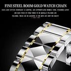 BINBOND B5552 Luminous Multifunctional Business Calendar Quartz Watch(Inter-gold-White) - British D'sire