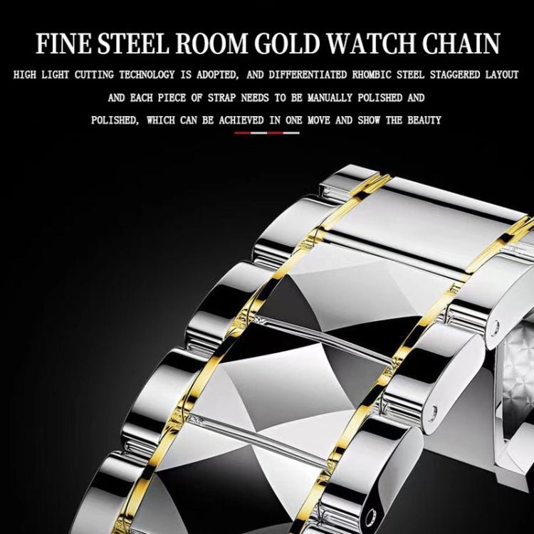 BINBOND B5552 Luminous Multifunctional Business Calendar Quartz Watch(Inter-gold-White) - British D'sire