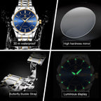 BINBOND B5552 Luminous Multifunctional Business Calendar Quartz Watch(Inter-gold-White) - British D'sire