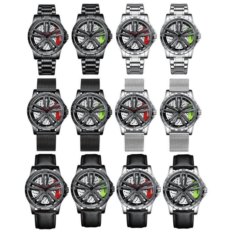 BINBOND D001 3D Hollow Motorcycle Rotating Wheel Watch, Color: Black Steel-Red Secondary image