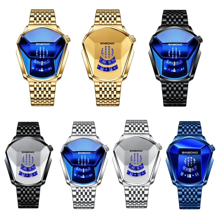 BINBOND Locomotive Concept Steel Belt Watch Men Live Black Technology Watch(White Steel White Face) Secondary image