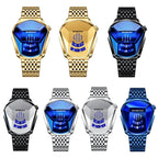 BINBOND Locomotive Concept Steel Belt Watch Men Live Black Technology Watch(White Steel White Face) - British D'sire
