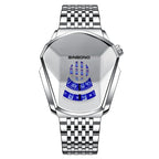 BINBOND Locomotive Concept Steel Belt Watch Men Live Black Technology Watch(White Steel White Face) - British D'sire