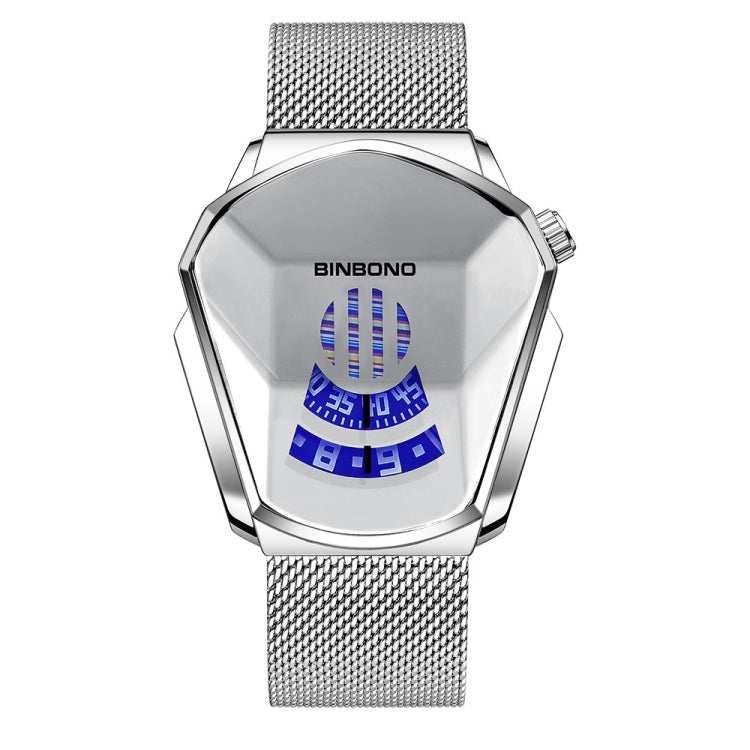 BINBOND Locomotive Concept Watch Men Live Black Technology Watch(White Net Belt-White Steel-White Face) - British D'sire Main image