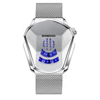 BINBOND Locomotive Concept Watch Men Live Black Technology Watch(White Net Belt-White Steel-White Face) - British D'sire