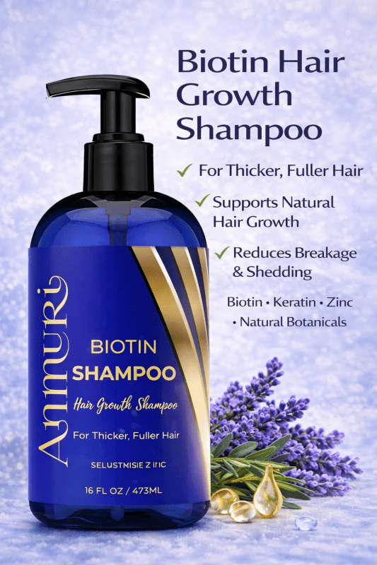 Biotin DHT Blocker Shampoo - Hair Growth, Scalp Care & Dermatitis Treatment - Anti Dandruff, Thinning Solution - Itchy Scalp Relief - Men & Women - 473ml - Biotin & Caffeine Shampoo - British D'sire Main image
