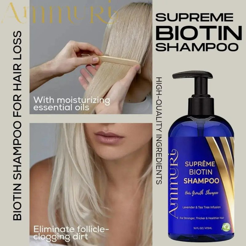 Biotin DHT Blocker Shampoo - Hair Growth, Scalp Care & Dermatitis Treatment - Anti Dandruff, Thinning Solution - Itchy Scalp Relief - Men & Women - 473ml - Hair Loss Treatments - British D'sire